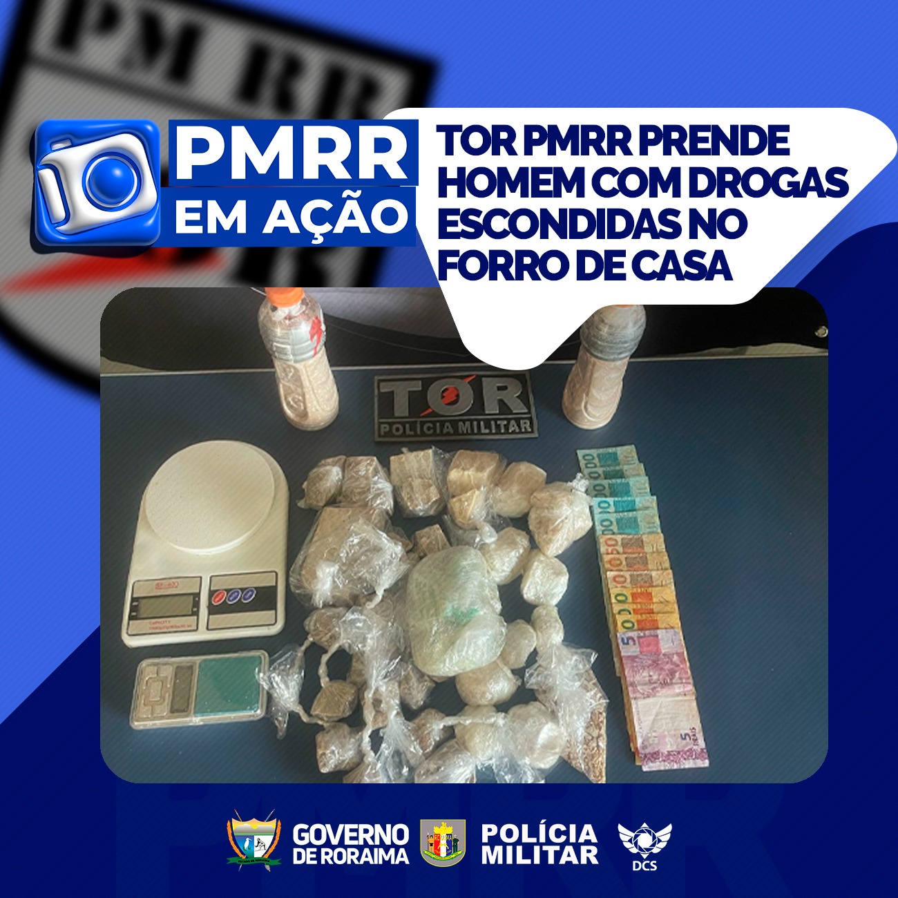 TOR PMRR PRENDE HOMEM COM DROGAS ESCONDIDAS NO FORRO DE CASA